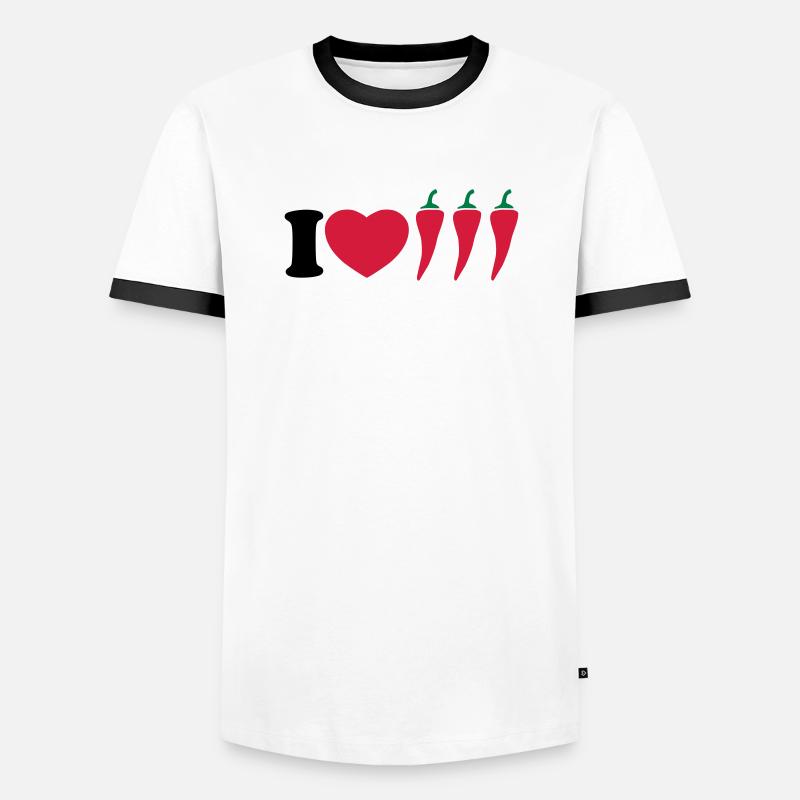 I love chilli - Men's Ringer Shirt - white/black