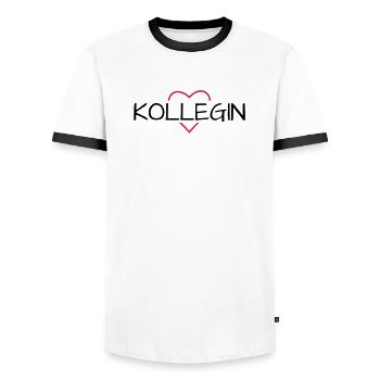 Cadeau de collègue préféré - T-shirt contrasté Homme - blanc/noir - Devant - AI Model Female 172 light (172cm) & AI Model Male 178 dark (178cm)
