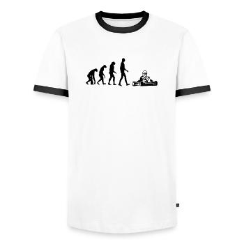 Go-Kart / Karting / Kart / Fahrer - Männer Kontrast-T-Shirt - Weiß/Schwarz - Vorne - AI Model Female 172 light (172cm) & AI Model Male 178 dark (178cm)