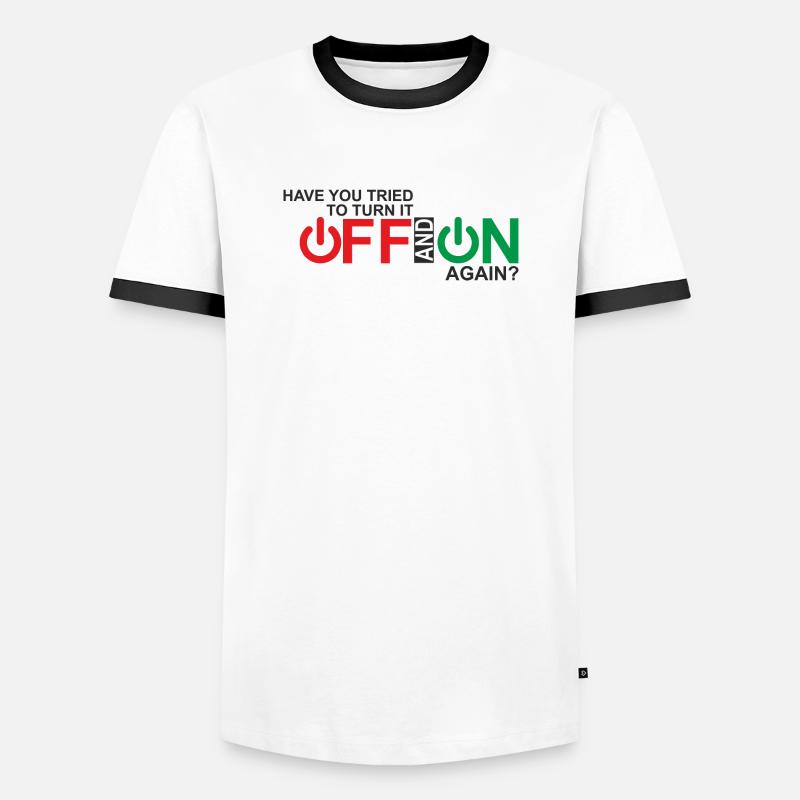 Lebendiges Design der Ein-/Aus-Taste - Männer Kontrast-T-Shirt - Weiß/Schwarz