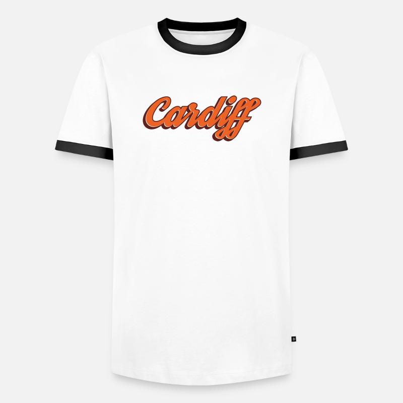 Cardiff Script Orange - Männer Kontrast-T-Shirt - Weiß/Schwarz