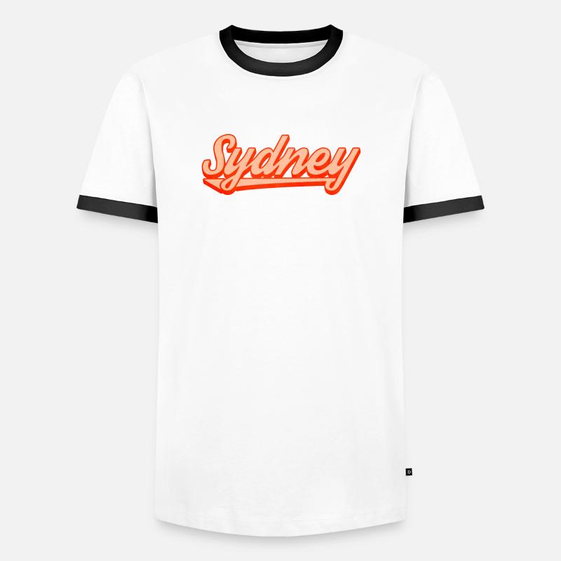Sydney Retro Script Logo - Männer Kontrast-T-Shirt - Weiß/Schwarz