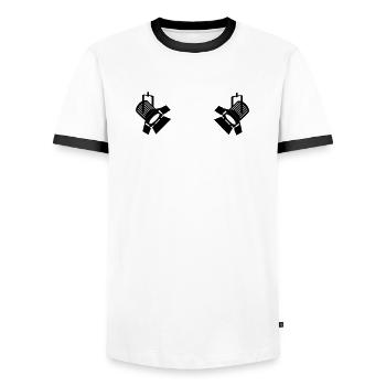 Lighting spot lamps - Men's Ringer Shirt - white/black - Front - AI Model Female 172 light (172cm) & AI Model Male 178 dark (178cm)