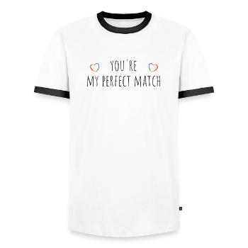 you re my perfect match regenbogen - Männer Kontrast-T-Shirt - Weiß/Schwarz - Vorne - AI Model Female 172 light (172cm) & AI Model Male 178 dark (178cm)