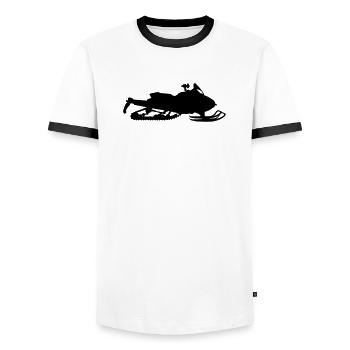 Snowmobile - Men's Ringer Shirt - white/black - Front - AI Model Female 172 light (172cm) & AI Model Male 178 dark (178cm)