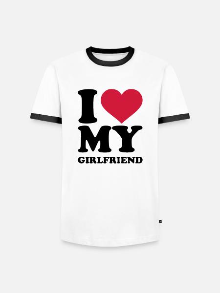 I love my girlfriend - Männer Kontrast-T-Shirt - Weiß/Schwarz