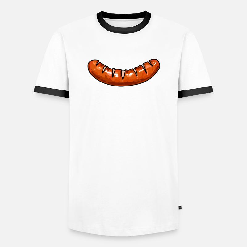 Wurst sausage - Männer Kontrast-T-Shirt - Weiß/Schwarz