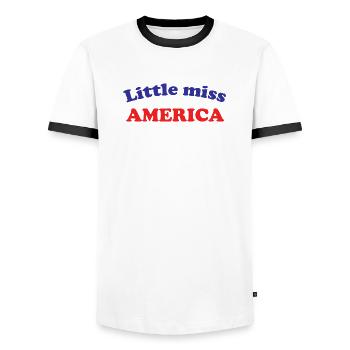 Miss America - Männer Kontrast-T-Shirt - Weiß/Schwarz - Vorne - AI Model Female 172 light (172cm) & AI Model Male 178 dark (178cm)