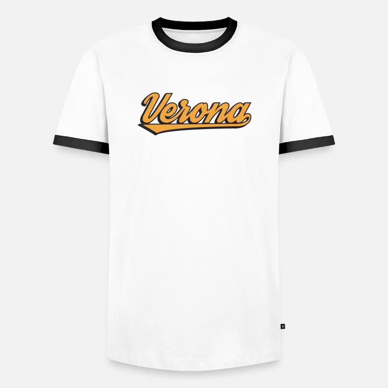 Verona Retro Script Logo - Männer Kontrast-T-Shirt - Weiß/Schwarz