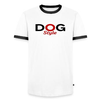 Dogstyle - Men's Ringer Shirt - white/black - Front - AI Model Female 172 light (172cm) & AI Model Male 178 dark (178cm)