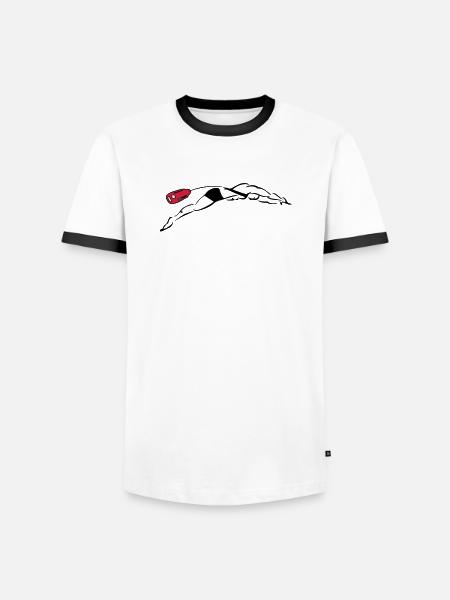 lifeguard plunge - Men's Ringer Shirt - white/black