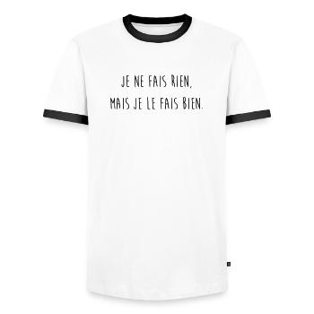 Ne Fais Rien / Humour / Fainéant / Paresse / Drôle - T-shirt contrasté Homme - blanc/noir - Devant - AI Model Female 172 light (172cm) & AI Model Male 178 dark (178cm)