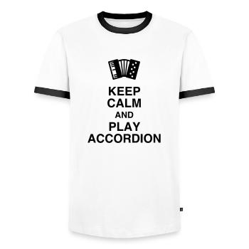 Accordéon Accordéoniste Musique Musicien Concert - T-shirt contrasté Homme - blanc/noir - Devant - AI Model Female 172 light (172cm) & AI Model Male 178 dark (178cm)