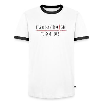 It's a Beautiful Day To Save Lives - Men's Ringer Shirt - white/black - Front - AI Model Female 172 light (172cm) & AI Model Male 178 dark (178cm)