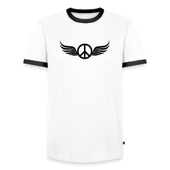 Winged Hippie Black Peace Sign - Men's Ringer Shirt - white/black - Front - AI Model Female 172 light (172cm) & AI Model Male 178 dark (178cm)