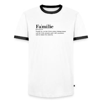 Familie Definition - Männer Kontrast-T-Shirt - Weiß/Schwarz - Vorne - AI Model Female 172 light (172cm) & AI Model Male 178 dark (178cm)