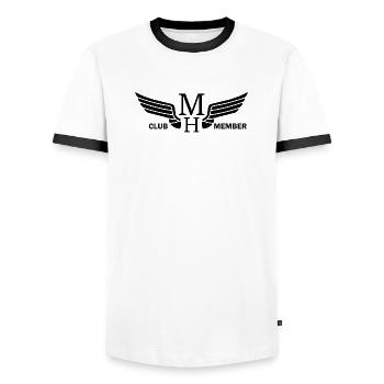 Mile High Club Member - Men's Ringer Shirt - white/black - Front - AI Model Female 172 light (172cm) & AI Model Male 178 dark (178cm)