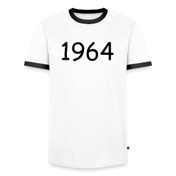 Personalize 1964 60th Birthday Template - Men's Ringer Shirt - white/black - Front - AI Model Female 172 light (172cm) & AI Model Male 178 dark (178cm)