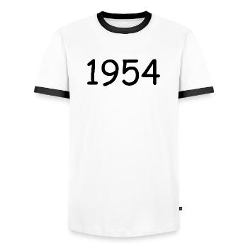 1954 70.Geburtstag birthday Vorlage schwarz - Männer Kontrast-T-Shirt - Weiß/Schwarz - Vorne - AI Model Female 172 light (172cm) & AI Model Male 178 dark (178cm)