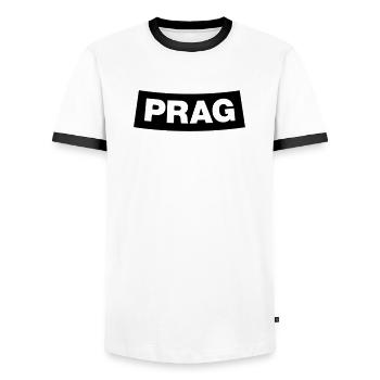 Prague Chapter Element 1C (JGA MC-Rocker-Style) - Men's Ringer Shirt - white/black - Front - AI Model Female 172 light (172cm) & AI Model Male 178 dark (178cm)