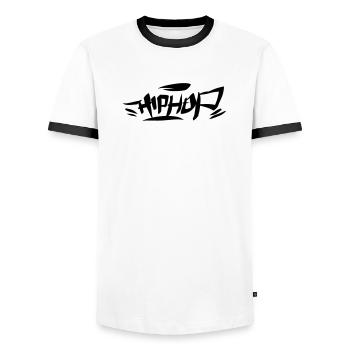 Graffiti Tag HipHop Simple 01 1C - Men's Ringer Shirt - white/black - Front - AI Model Female 172 light (172cm) & AI Model Male 178 dark (178cm)