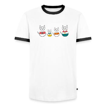 anniversary. Anniversary Decade. humor. funny - Men's Ringer Shirt - white/black - Front - AI Model Female 172 light (172cm) & AI Model Male 178 dark (178cm)