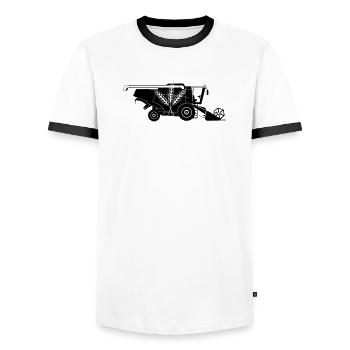 Moissonneuse-batteuse avec logo à trois tiges de grain - T-shirt contrasté Homme - blanc/noir - Devant - AI Model Female 172 light (172cm) & AI Model Male 178 dark (178cm)