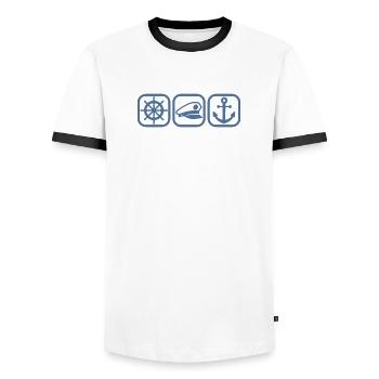 Plaisancier Capitaine Bateau Ancre Marin - T-shirt contrasté Homme - blanc/noir - Devant - AI Model Female 172 light (172cm) & AI Model Male 178 dark (178cm)
