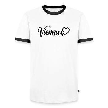 I love Vienna Herzschlag Wien - Männer Kontrast-T-Shirt - Weiß/Schwarz - Vorne - AI Model Female 172 light (172cm) & AI Model Male 178 dark (178cm)
