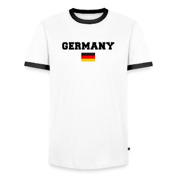 Allemagne Deutchland - T-shirt contrasté Homme - blanc/noir - Devant - AI Model Female 172 light (172cm) & AI Model Male 178 dark (178cm)