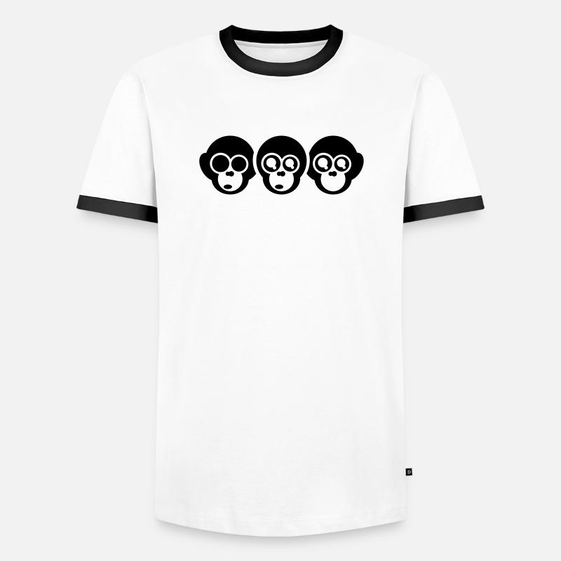 die drei affen - Männer Kontrast-T-Shirt - Weiß/Schwarz