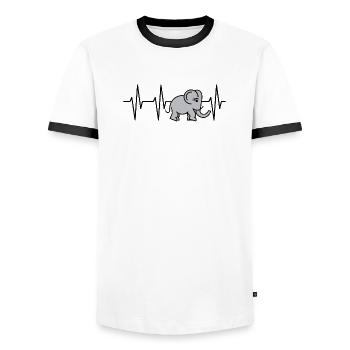 pulse elephant trunk heartbeat comic symbol cute - Men's Ringer Shirt - white/black - Front - AI Model Female 172 light (172cm) & AI Model Male 178 dark (178cm)