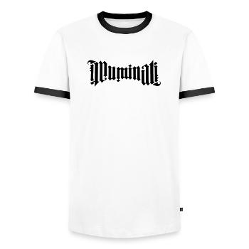 Ambigram Illuminati - T-shirt contrasté Homme - blanc/noir - Devant - AI Model Female 172 light (172cm) & AI Model Male 178 dark (178cm)