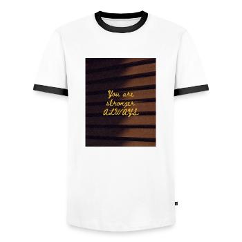 You are stronger ALWAYS - Men's Ringer Shirt - white/black - Front - AI Model Female 172 light (172cm) & AI Model Male 178 dark (178cm)