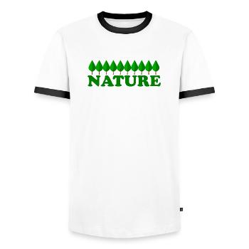 Nature - Men's Ringer Shirt - white/black - Front - AI Model Female 172 light (172cm) & AI Model Male 178 dark (178cm)