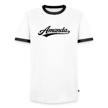 Amanda name first last family gifts - Men's Ringer Shirt - white/black - Front - AI Model Female 172 light (172cm) & AI Model Male 178 dark (178cm)