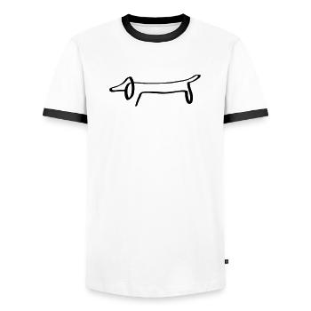 Lignes de dackel - T-shirt contrasté Homme - blanc/noir - Devant - AI Model Female 172 light (172cm) & AI Model Male 178 dark (178cm)