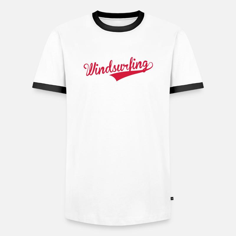 Windsurfen / Windsurfer / Windsurf / Windsurfing - Männer Kontrast-T-Shirt - Weiß/Schwarz