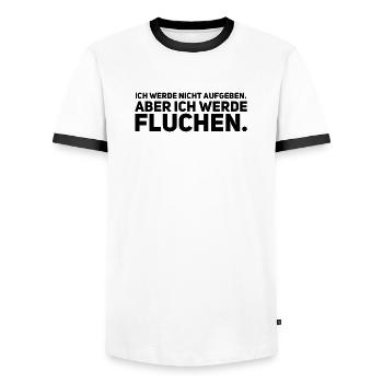 Ich werde nicht aufgeben aber ich werde Fluchen - Männer Kontrast-T-Shirt - Weiß/Schwarz - Vorne - AI Model Female 172 light (172cm) & AI Model Male 178 dark (178cm)