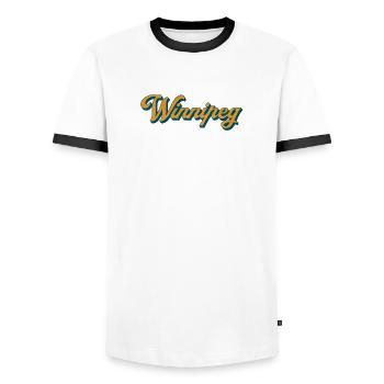Winnipeg Retro Script - T-shirt contrasté Homme - blanc/noir - Devant - AI Model Female 172 light (172cm) & AI Model Male 178 dark (178cm)