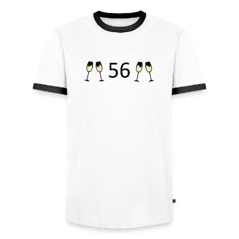 56.Geburtstag 56 Jahre Jubiläum 56 Zahl 56 - Männer Kontrast-T-Shirt - Weiß/Schwarz - Vorne - AI Model Female 172 light (172cm) & AI Model Male 178 dark (178cm)