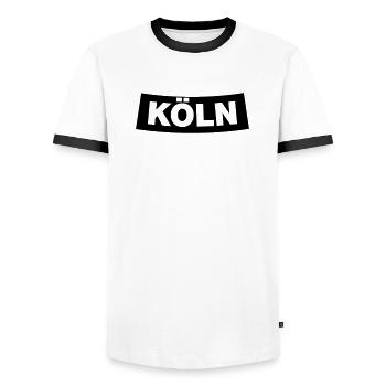 Cologne Chapter Element 1C (JGA MC-Rocker-Style) - Men's Ringer Shirt - white/black - Front - AI Model Female 172 light (172cm) & AI Model Male 178 dark (178cm)