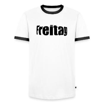 Vendredi - T-shirt contrasté Homme - blanc/noir - Devant - AI Model Female 172 light (172cm) & AI Model Male 178 dark (178cm)