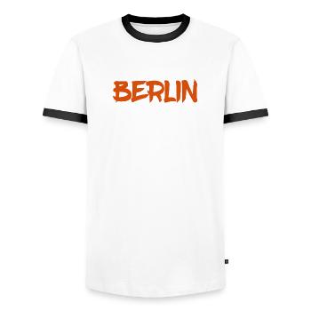 Berlin - Deutschland - Hauptstadt - Berliner Bär - Männer Kontrast-T-Shirt - Weiß/Schwarz - Vorne - AI Model Female 172 light (172cm) & AI Model Male 178 dark (178cm)