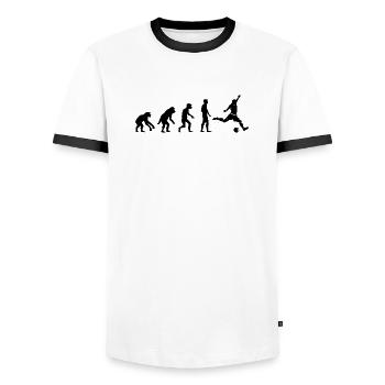 Fußball Evolution Affe lustige Designs Fan Verein - Männer Kontrast-T-Shirt - Weiß/Schwarz - Vorne - AI Model Female 172 light (172cm) & AI Model Male 178 dark (178cm)
