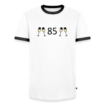 85th Birthday 85 Years Anniversary 85 Number 85 Black - Men's Ringer Shirt - white/black - Front - AI Model Female 172 light (172cm) & AI Model Male 178 dark (178cm)