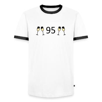 95th Birthday 95 Years Anniversary 95 Number 95 Black - Men's Ringer Shirt - white/black - Front - AI Model Female 172 light (172cm) & AI Model Male 178 dark (178cm)