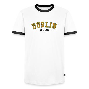 Dublin gegründet 1986 - Männer Kontrast-T-Shirt - Weiß/Schwarz - Vorne - AI Model Female 172 light (172cm) & AI Model Male 178 dark (178cm)