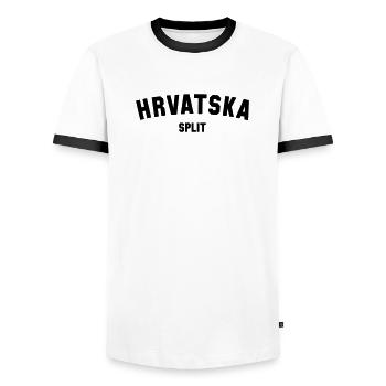 SPLIT, Hrvatska, Croatie, Croatie - T-shirt contrasté Homme - blanc/noir - Devant - AI Model Female 172 light (172cm) & AI Model Male 178 dark (178cm)