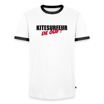 Kiteboarding Kitesurfing Kitesurf Kitesurfer Kiter - Men's Ringer Shirt - white/black - Front - AI Model Female 172 light (172cm) & AI Model Male 178 dark (178cm)